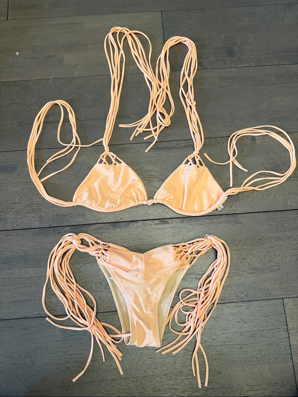 NWOT Kai Lani Peach Multi-Strap Triangle Bikini Set - Women Swim Bikinis